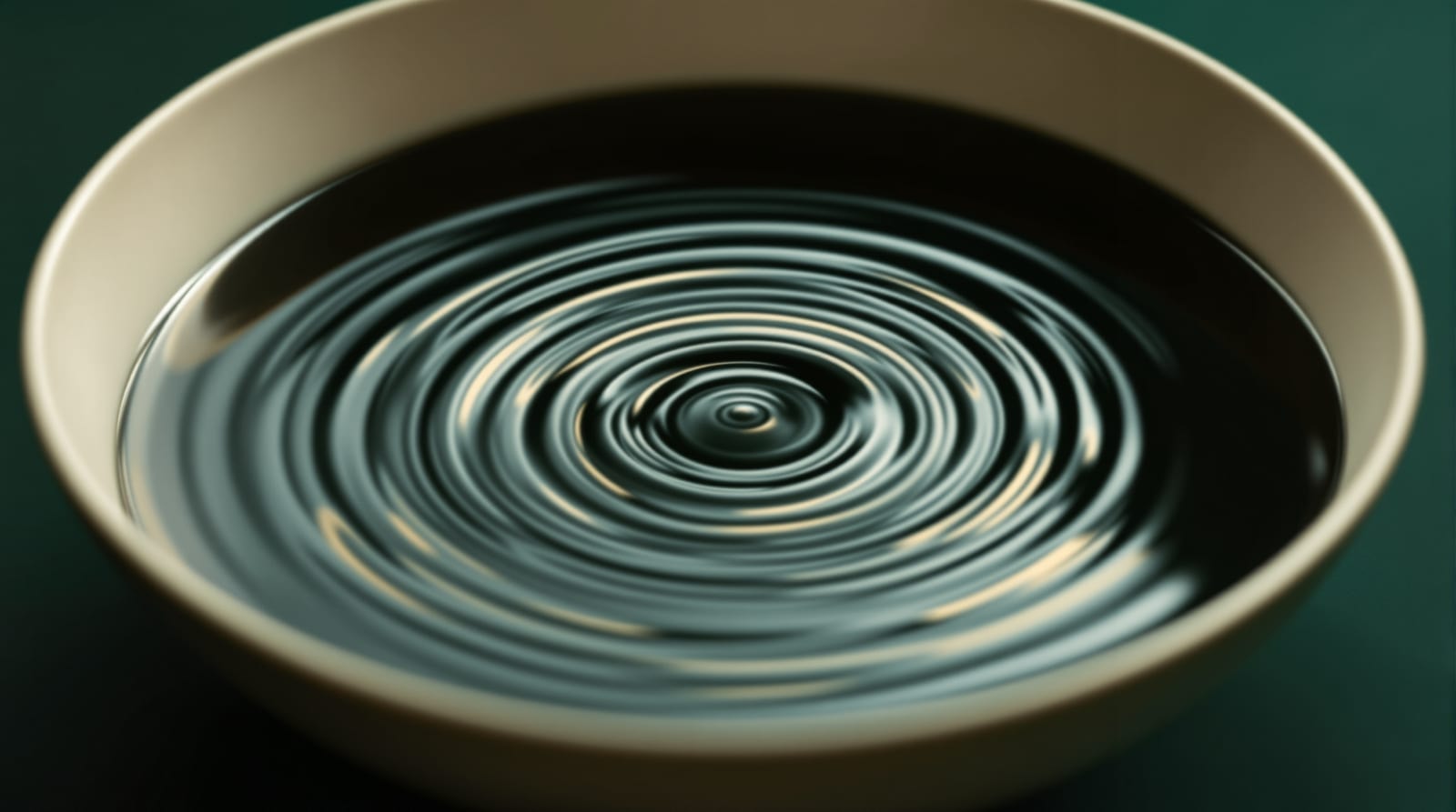Ondas concéntricas en el agua dentro de un cuenco de cerámica